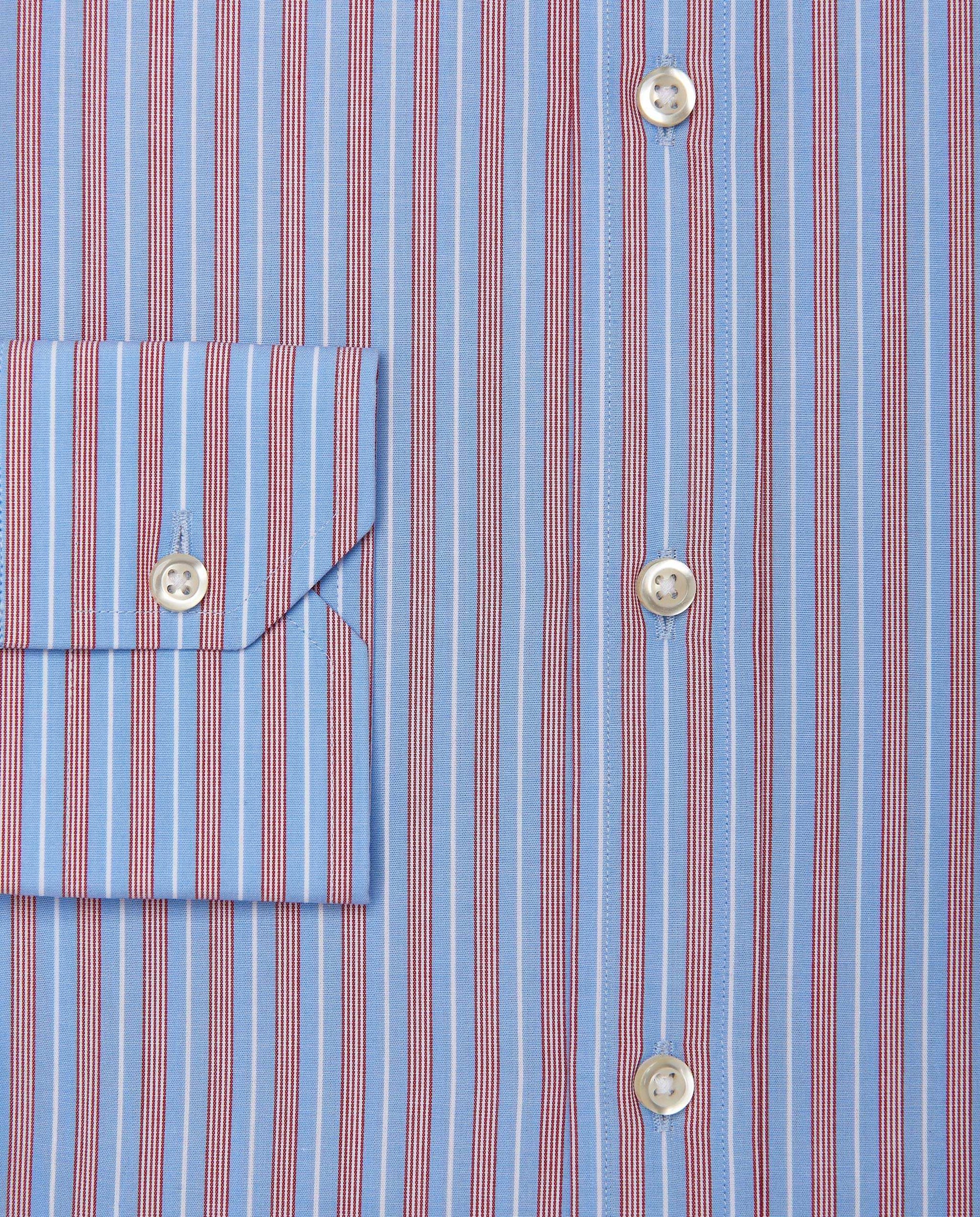 Men’s Fitted Striped Shirt – Light Blue | Fancy Full Sleeves | 100% Cotton