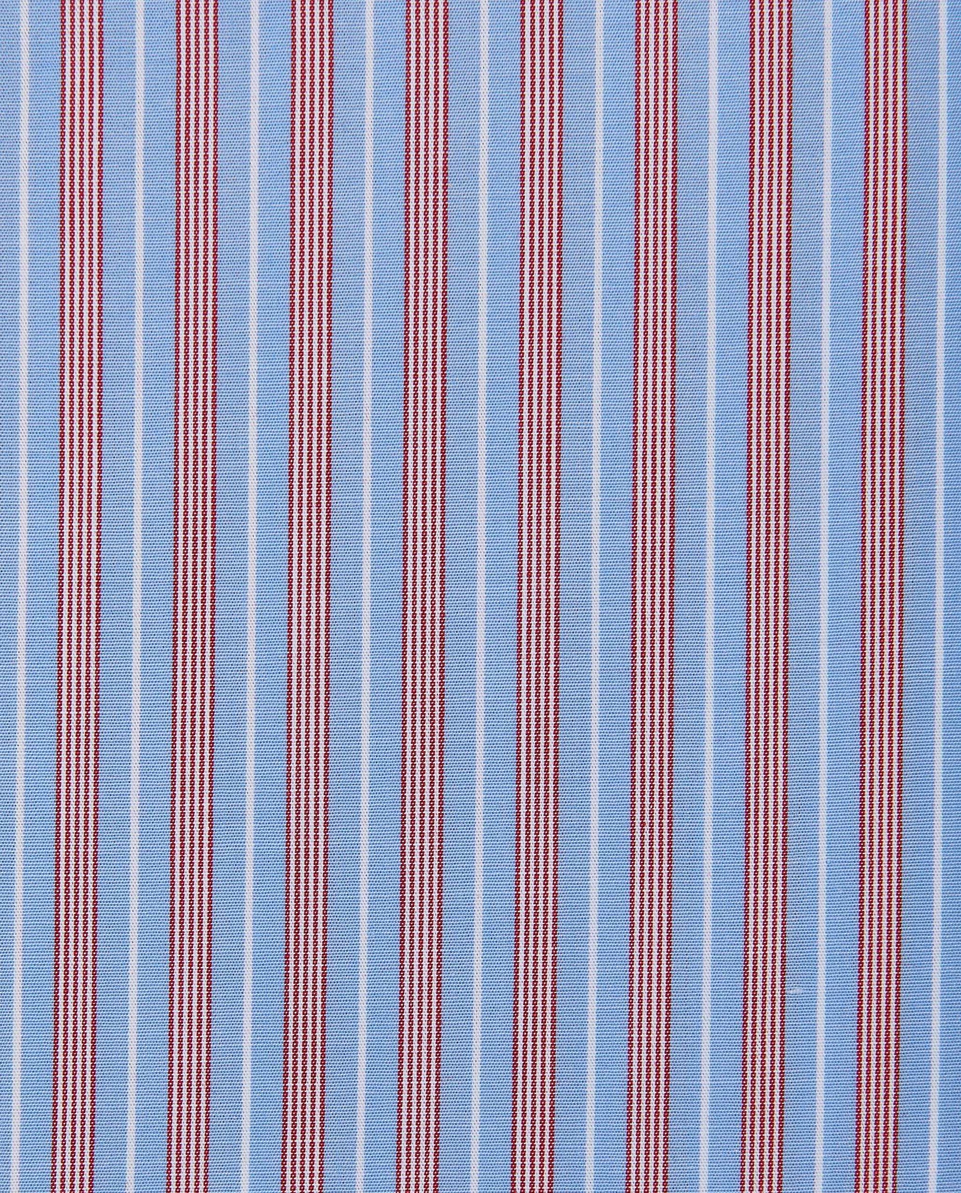 Men’s Fitted Striped Shirt – Light Blue | Fancy Full Sleeves | 100% Cotton
