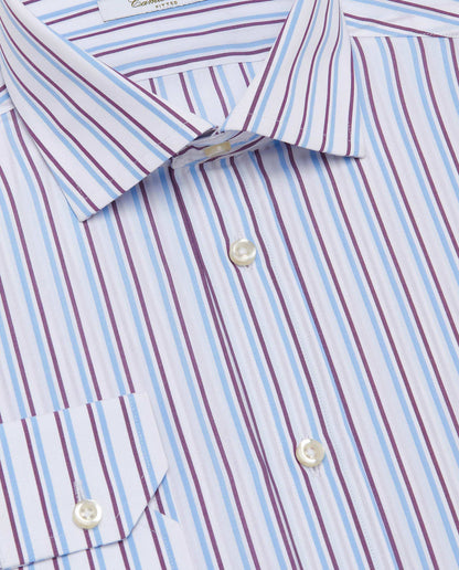Men’s Fitted Striped Shirt – Light Blue | Fancy Full Sleeves | 100% Cotton