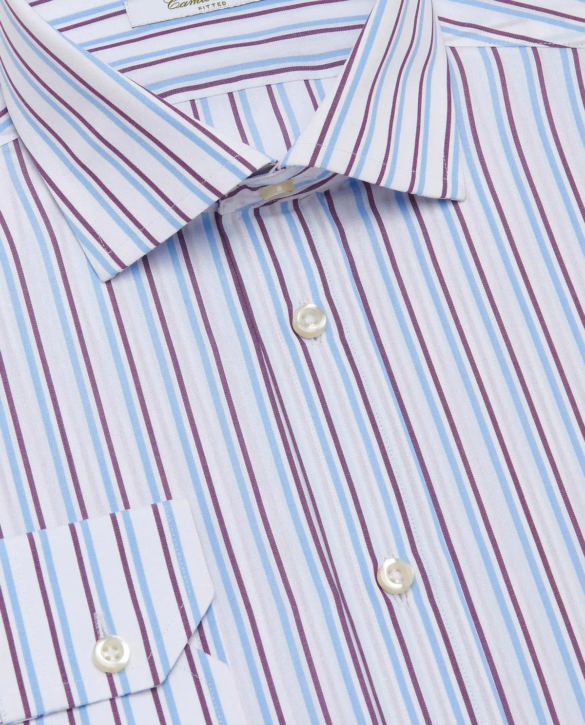 Men’s Fitted Striped Shirt – Light Blue | Fancy Full Sleeves | 100% Cotton