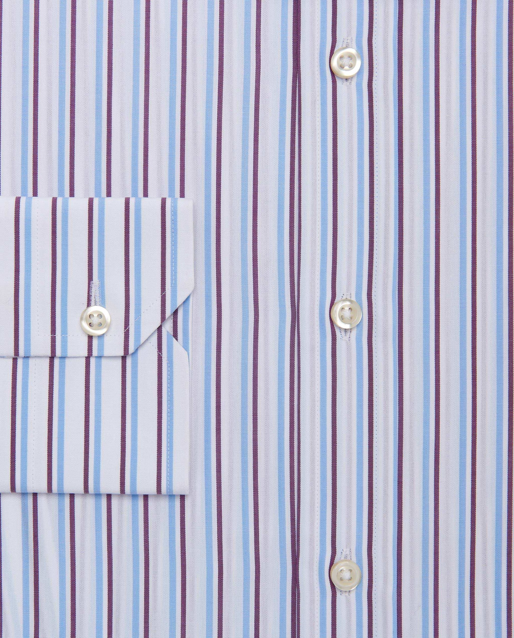 Men’s Fitted Striped Shirt – Light Blue | Fancy Full Sleeves | 100% Cotton