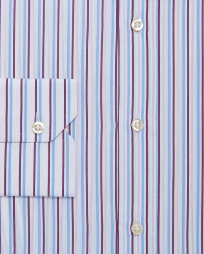 Men’s Fitted Striped Shirt – Light Blue | Fancy Full Sleeves | 100% Cotton
