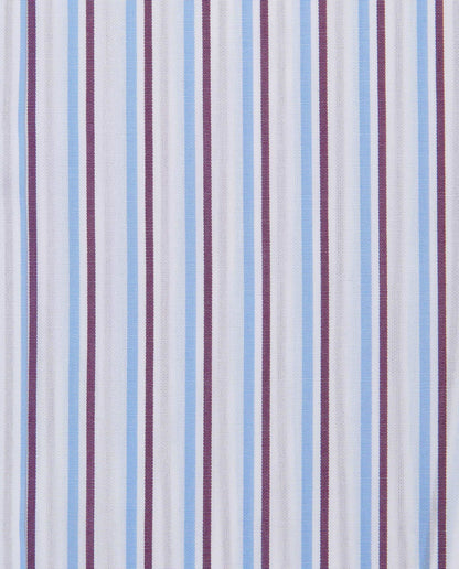 Men’s Fitted Striped Shirt – Light Blue | Fancy Full Sleeves | 100% Cotton