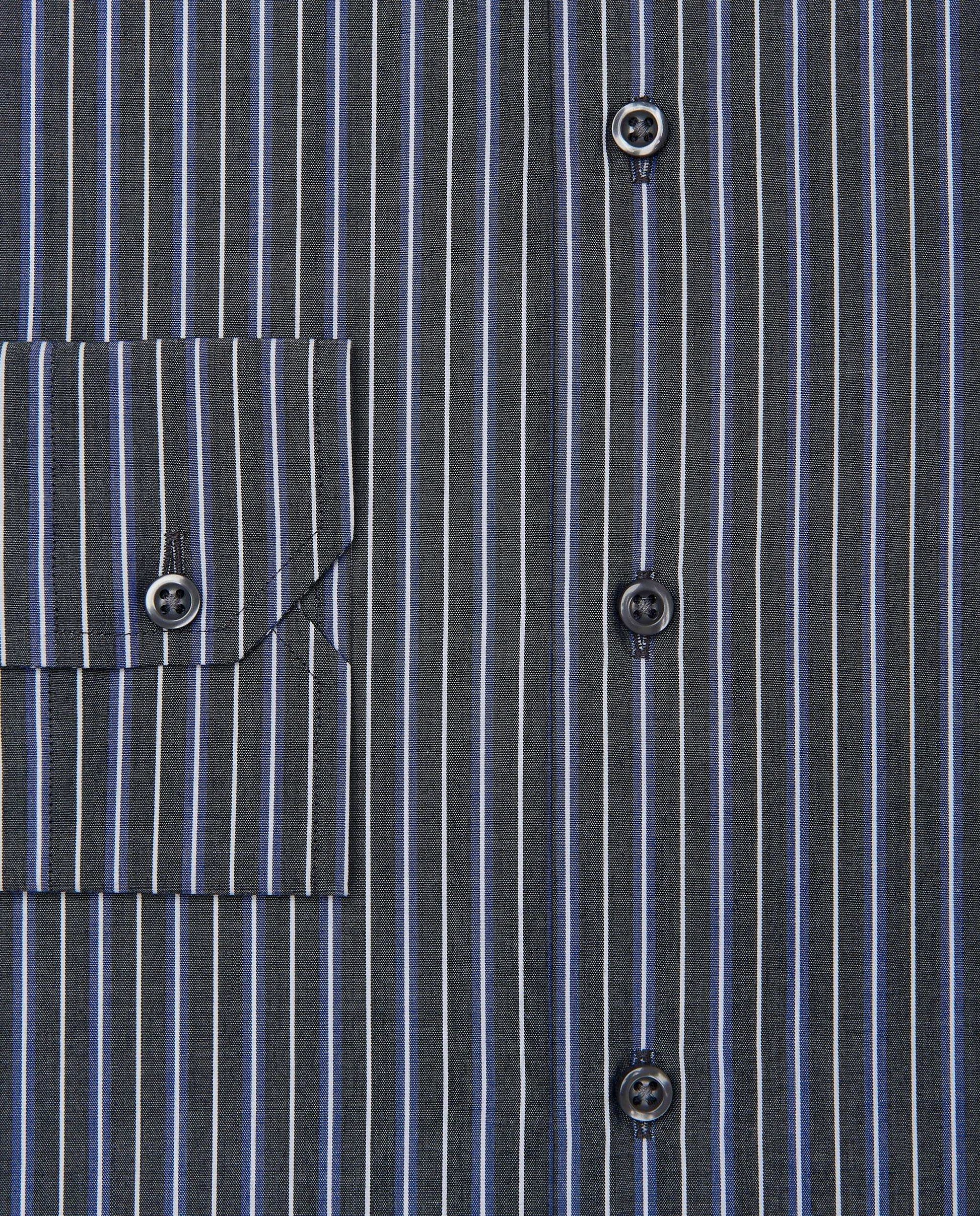 Men’s Fitted Striped Shirt – Black | Fancy Full Sleeves | 100% Cotton