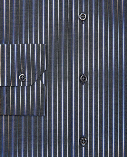 Men’s Fitted Striped Shirt – Black | Fancy Full Sleeves | 100% Cotton