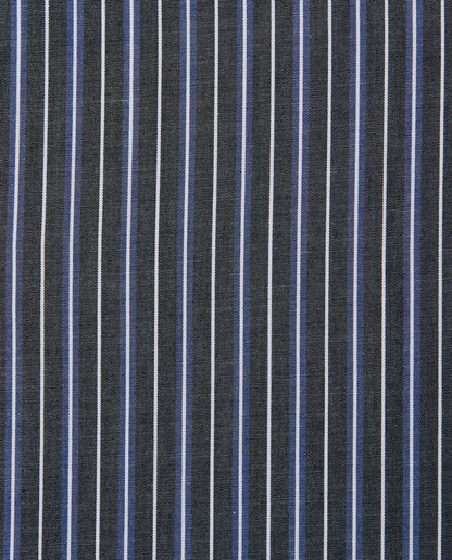 Men’s Fitted Striped Shirt – Black | Fancy Full Sleeves | 100% Cotton