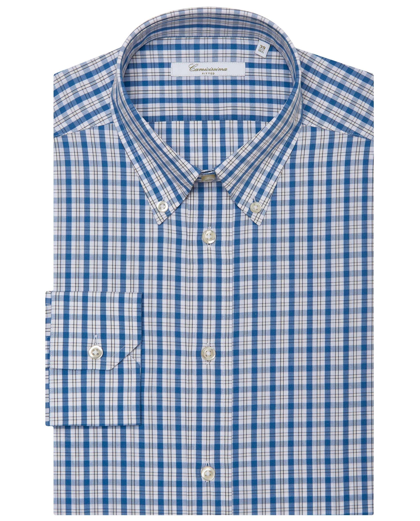 Men’s Fitted Button Down Checked Shirt – Blue | 100% Cotton | Fancy Full Sleeves