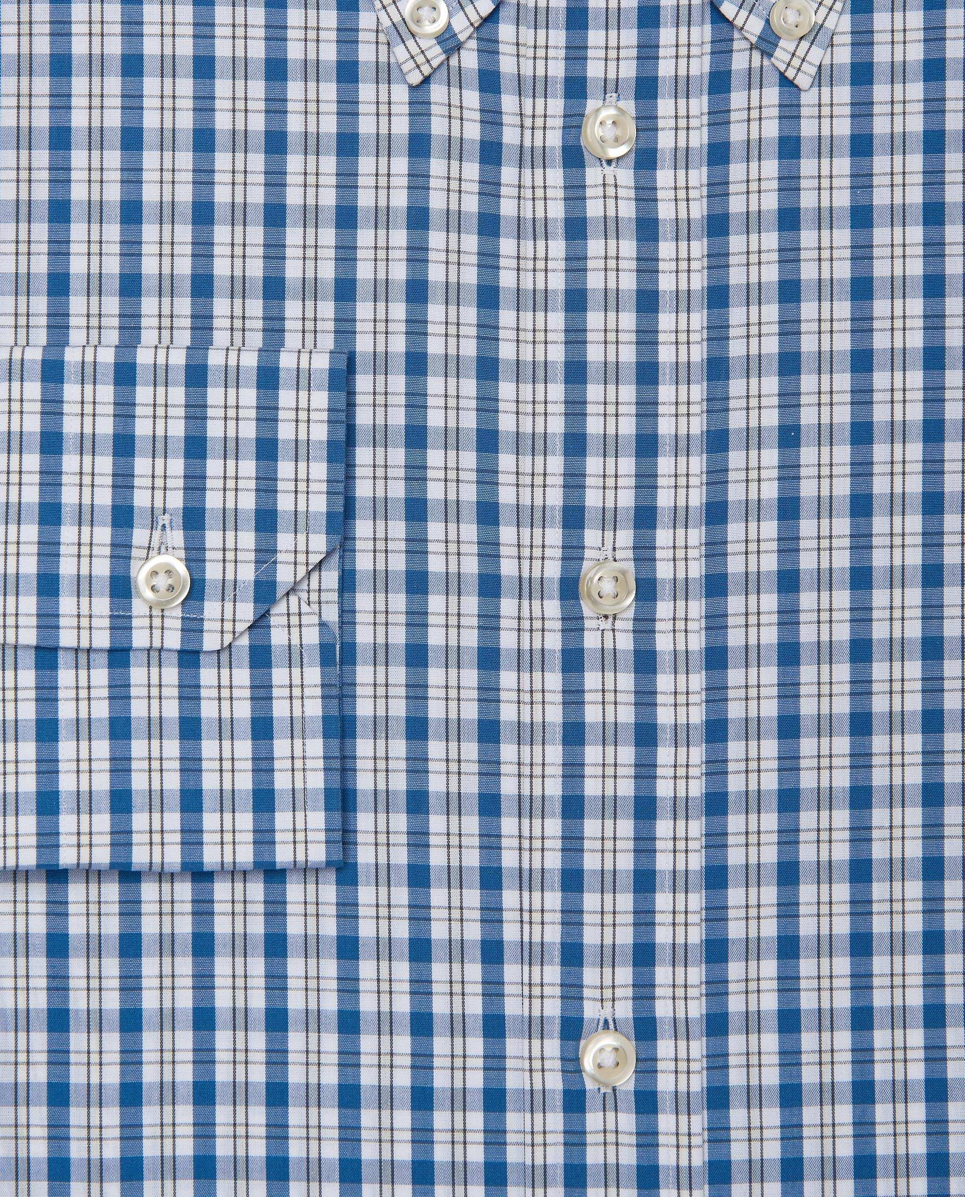 Men’s Fitted Button Down Checked Shirt – Blue | 100% Cotton | Fancy Full Sleeves