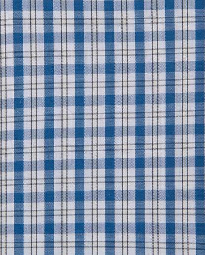Men’s Fitted Button Down Checked Shirt – Blue | 100% Cotton | Fancy Full Sleeves