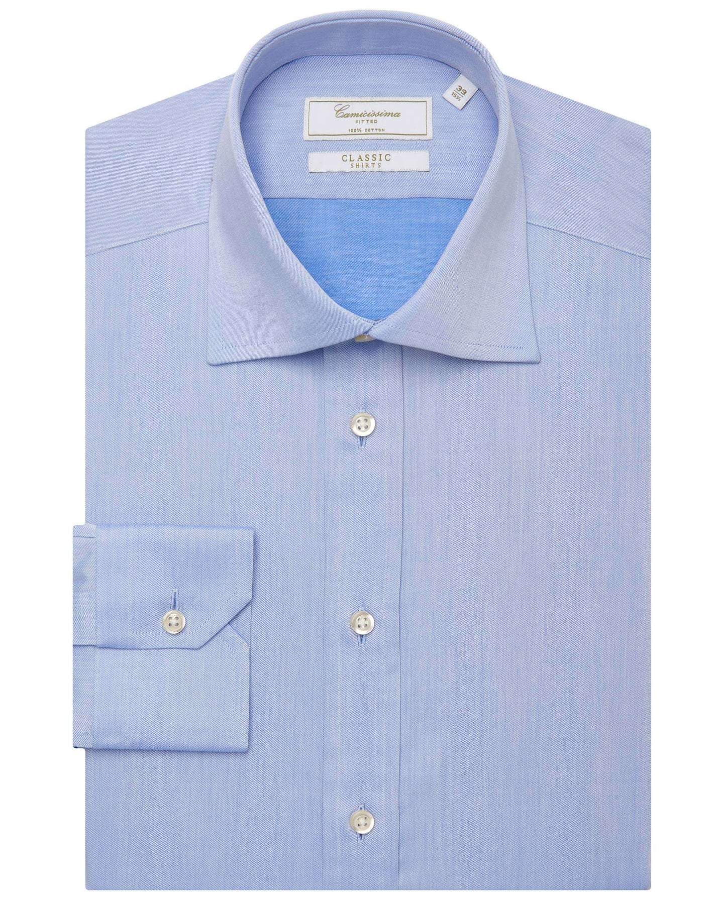 Men’s Slim Fit Plain Shirt – Azure | 100% Cotton | Classic Full Sleeves