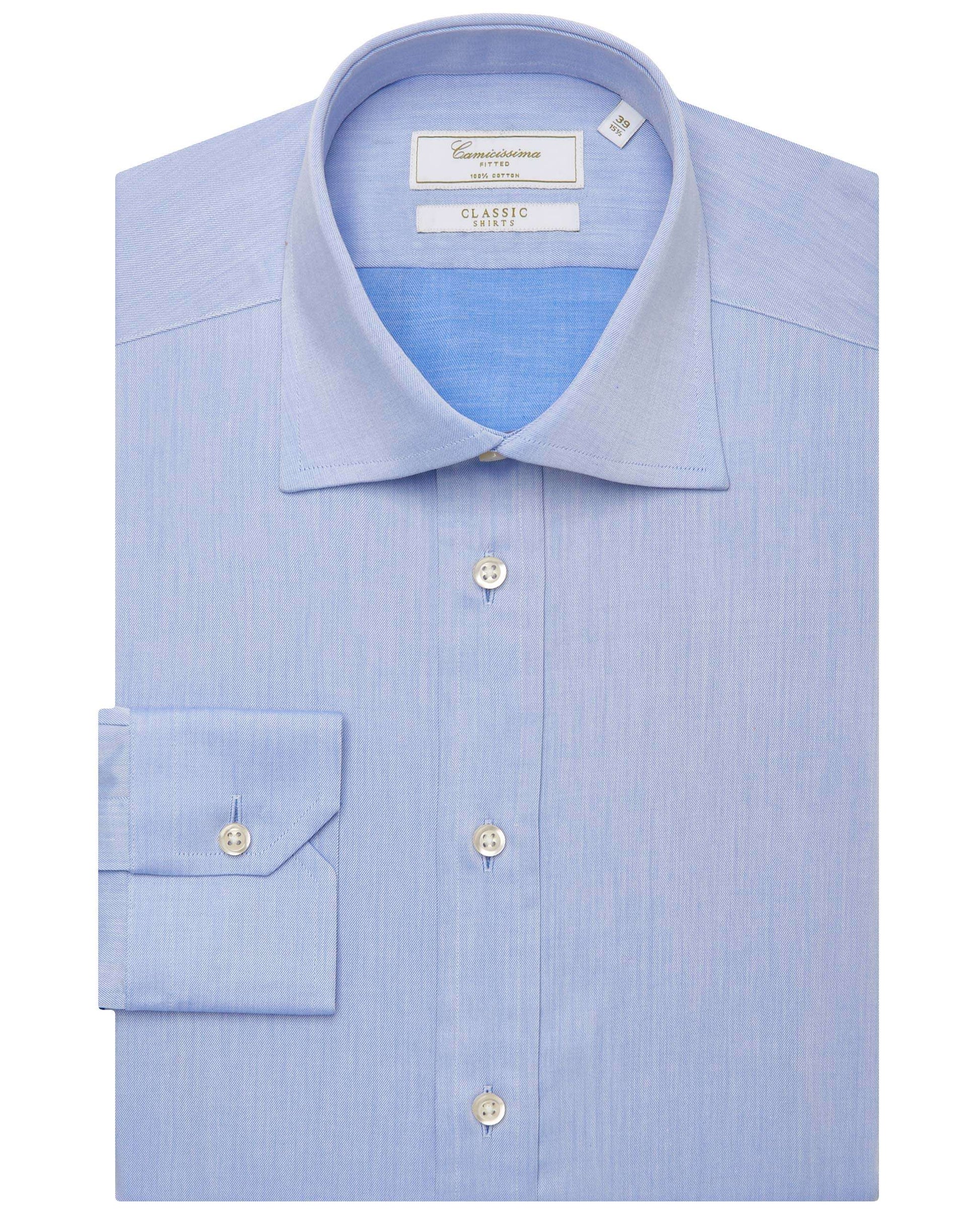 Men’s Slim Fit Plain Shirt – Azure | 100% Cotton | Classic Full Sleeves