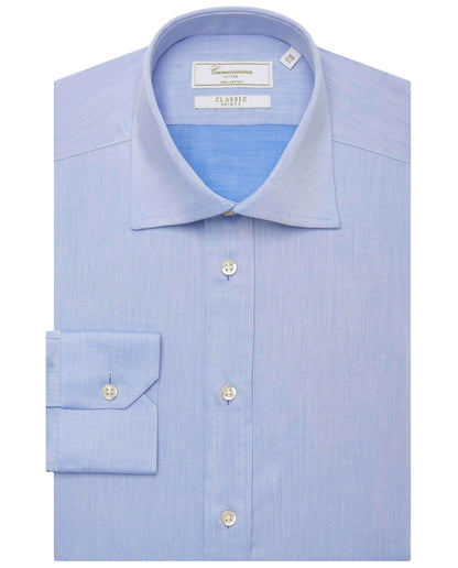 Men’s Slim Fit Plain Shirt – Azure | 100% Cotton | Classic Full Sleeves