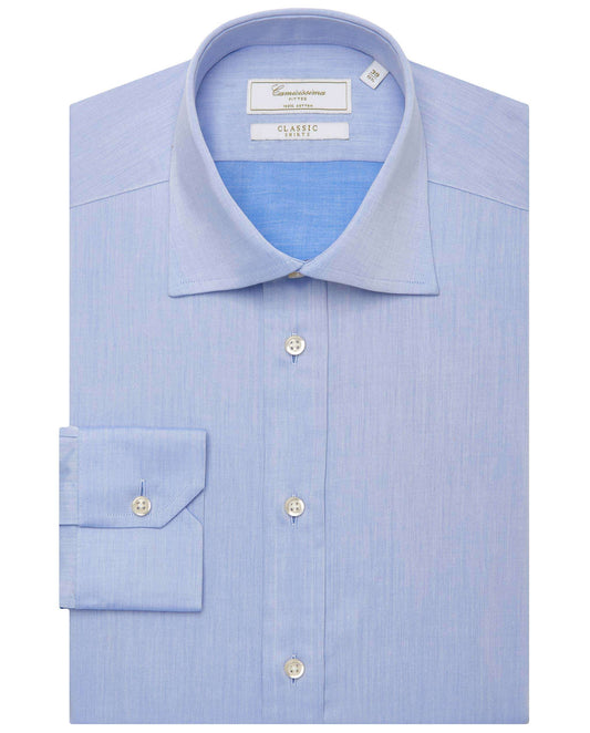 Men’s Slim Fit Plain Shirt – Azure | 100% Cotton | Classic Full Sleeves