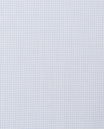 Men’s Fitted Checked Light Blue Shirt – Button Down Collar | 100% Cotton | Full Sleeves