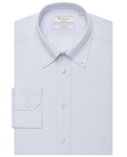 Camicissima Men’s Fitted Checked Light Blue Shirt – Button Down Collar | 100% Cotton | Full Sleeves