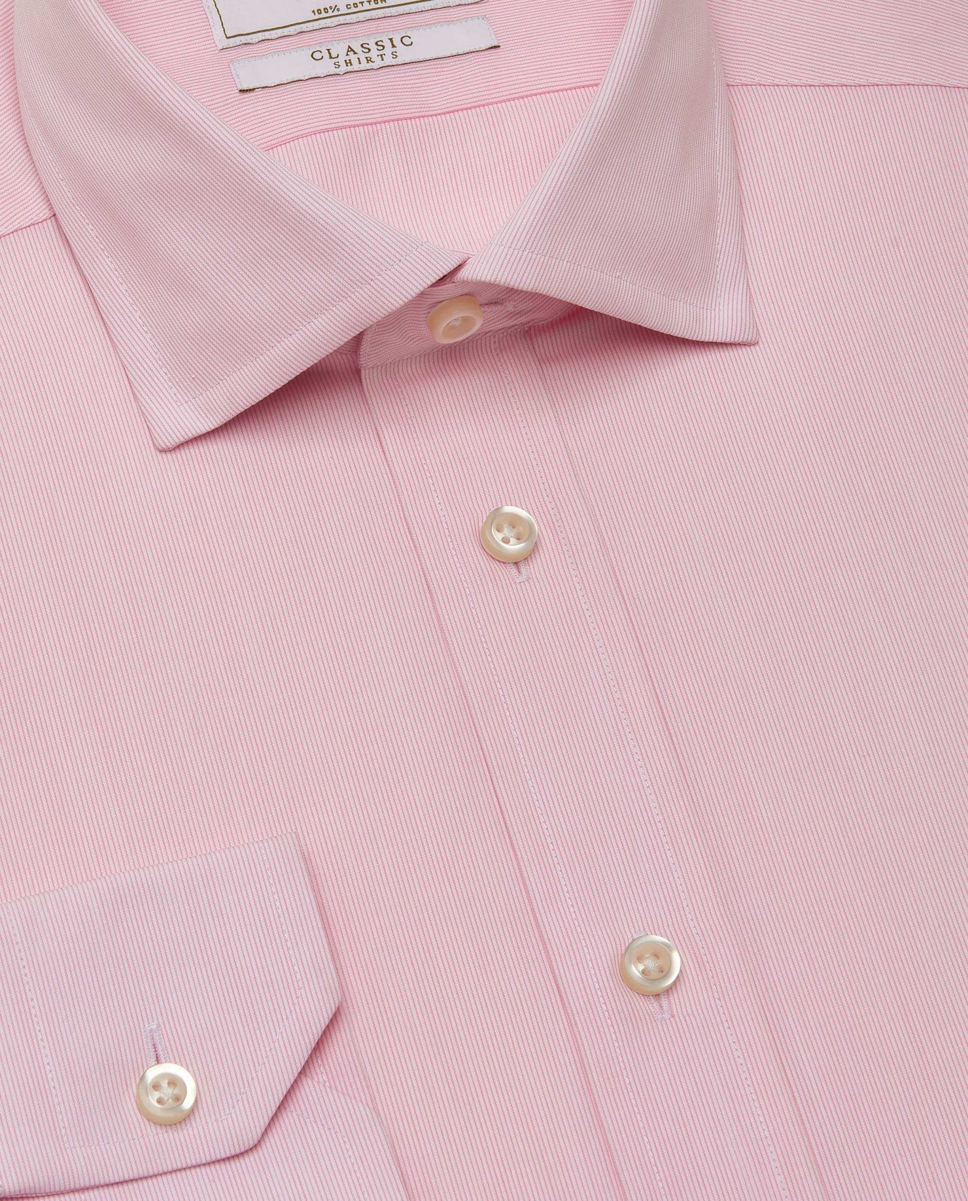 Men’s Fitted Striped Shirt – Pink | 100% Cotton | Classic Full Sleeves