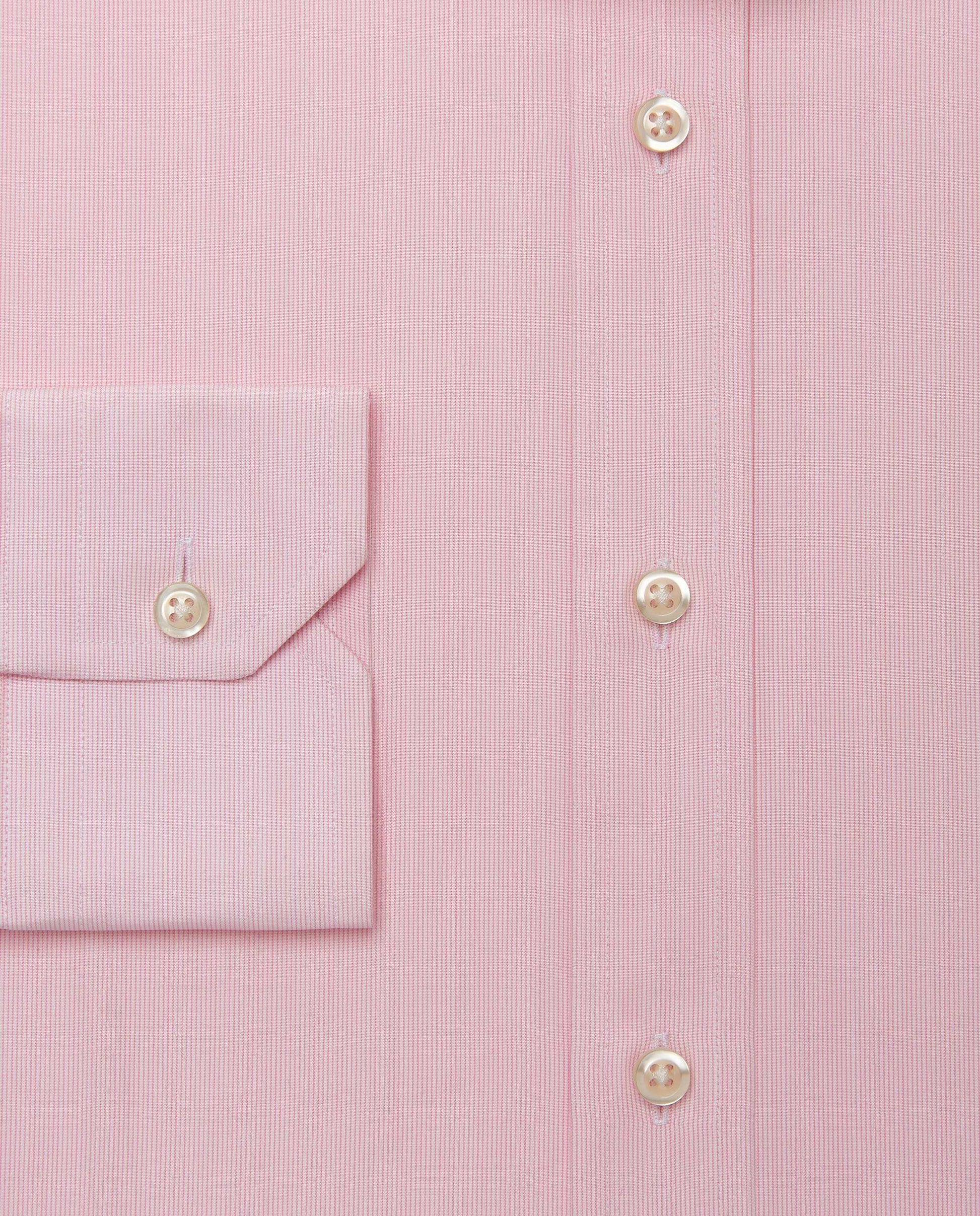 Men’s Fitted Striped Shirt – Pink | 100% Cotton | Classic Full Sleeves