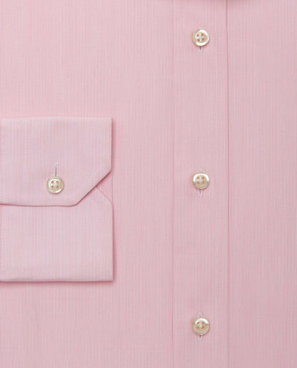 Men’s Fitted Striped Shirt – Pink | 100% Cotton | Classic Full Sleeves