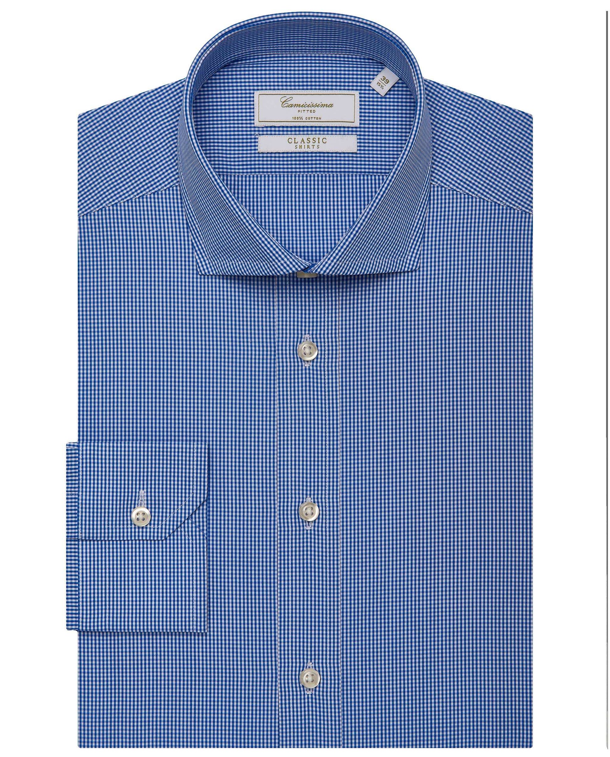 Men’s Classic Blue Checked Shirt – Fitted Design | 100% Cotton | Full Sleeves