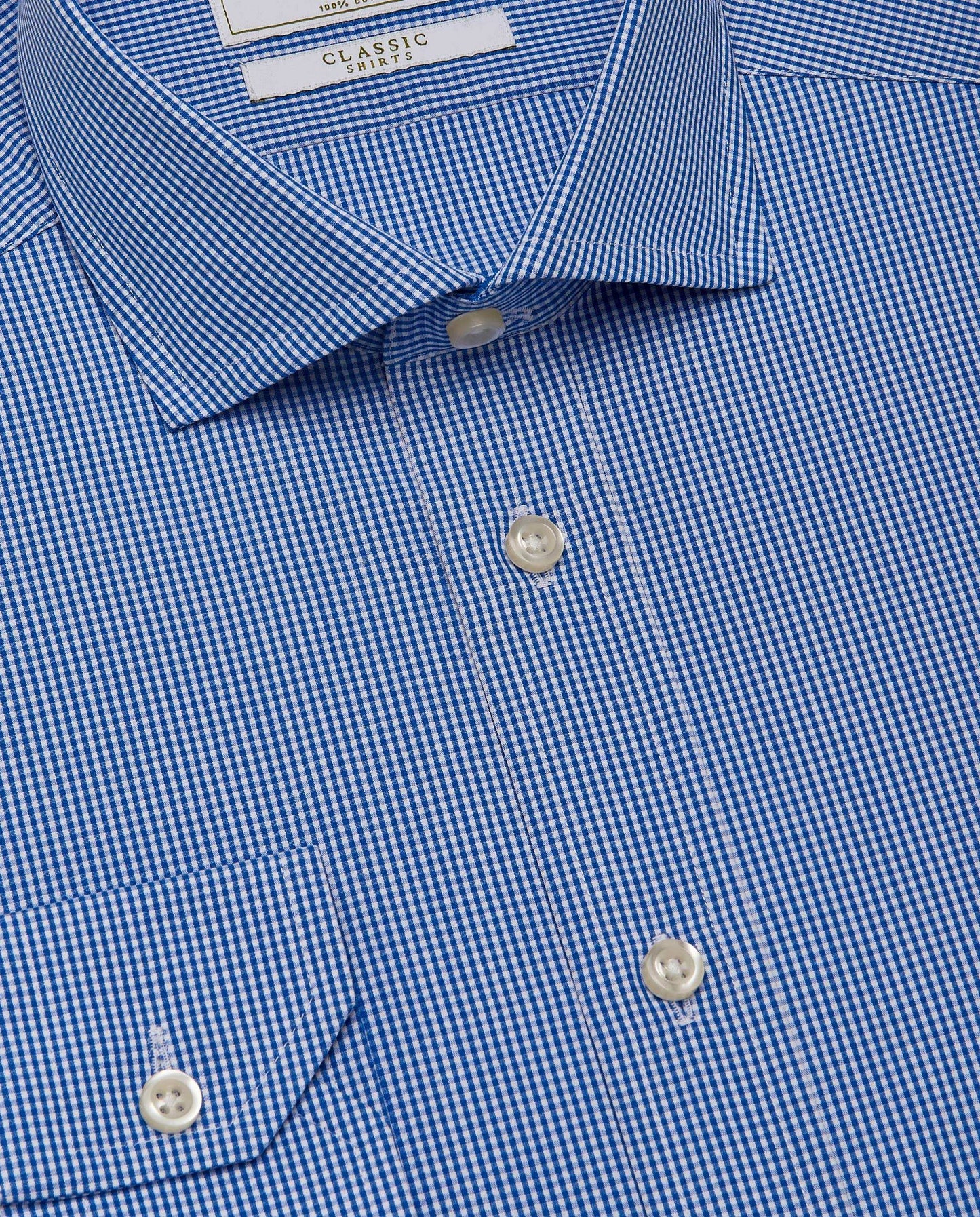 Men’s Classic Blue Checked Shirt – Fitted Design | 100% Cotton | Full Sleeves