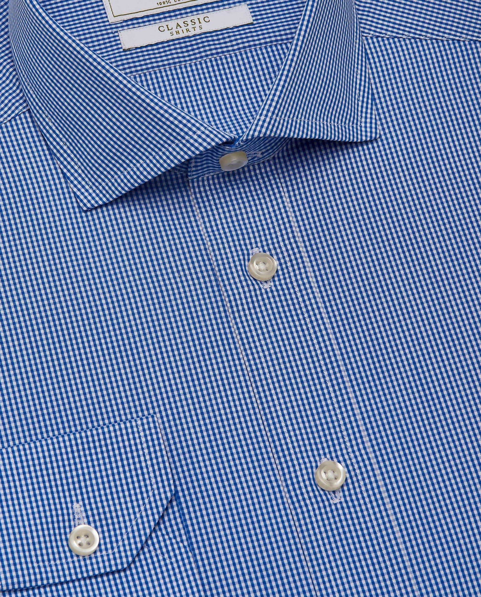 Men’s Classic Blue Checked Shirt – Fitted Design | 100% Cotton | Full Sleeves