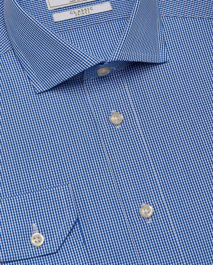 Men’s Classic Blue Checked Shirt – Fitted Design | 100% Cotton | Full Sleeves