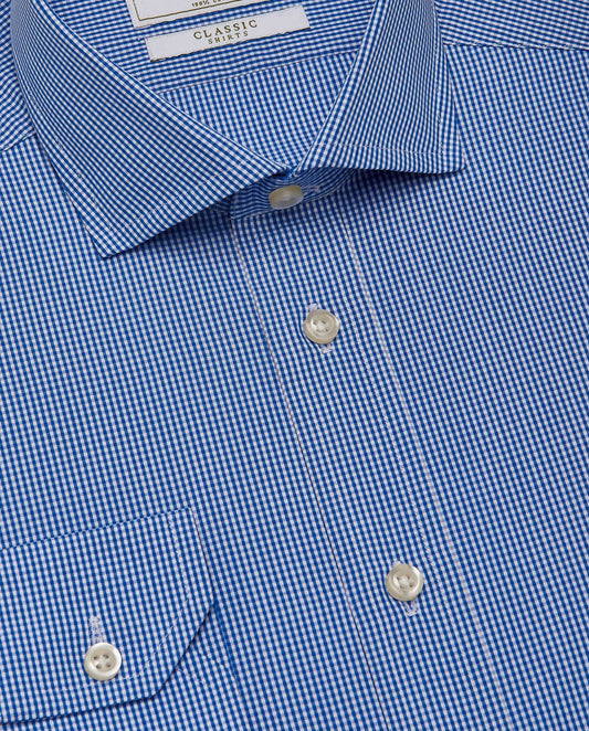Men’s Classic Blue Checked Shirt – Fitted Design | 100% Cotton | Full Sleeves