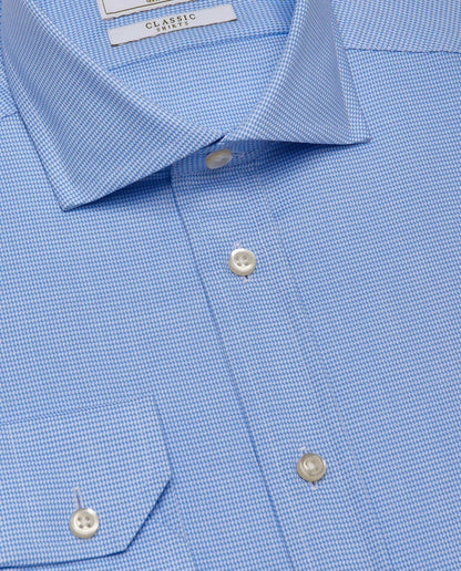 Men’s Fitted Dobby Shirt – Light Blue | 100% Cotton | Textured Weave | Full Sleeves