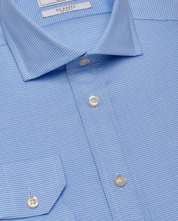 Men’s Fitted Dobby Shirt – Light Blue | 100% Cotton | Textured Weave | Full Sleeves