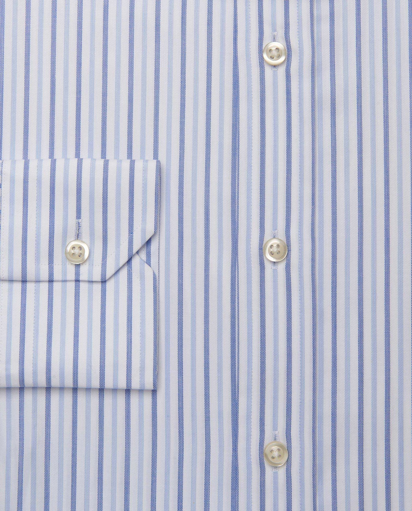 Men’s Fitted Striped Shirt – Light Blue | 100% Cotton | Classic Full Sleeves
