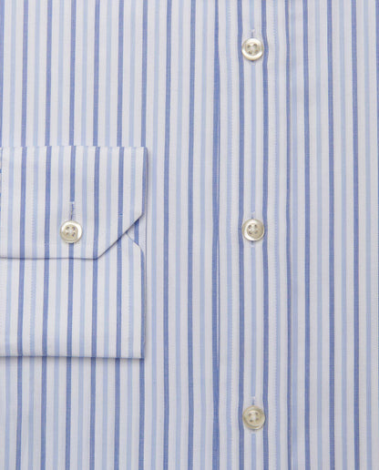 Men’s Fitted Striped Shirt – Light Blue | 100% Cotton | Classic Full Sleeves