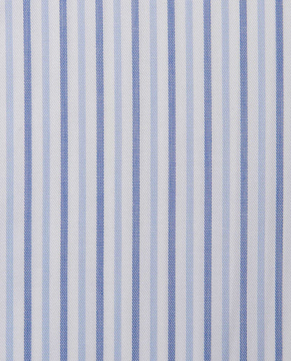 Men’s Fitted Striped Shirt – Light Blue | 100% Cotton | Classic Full Sleeves