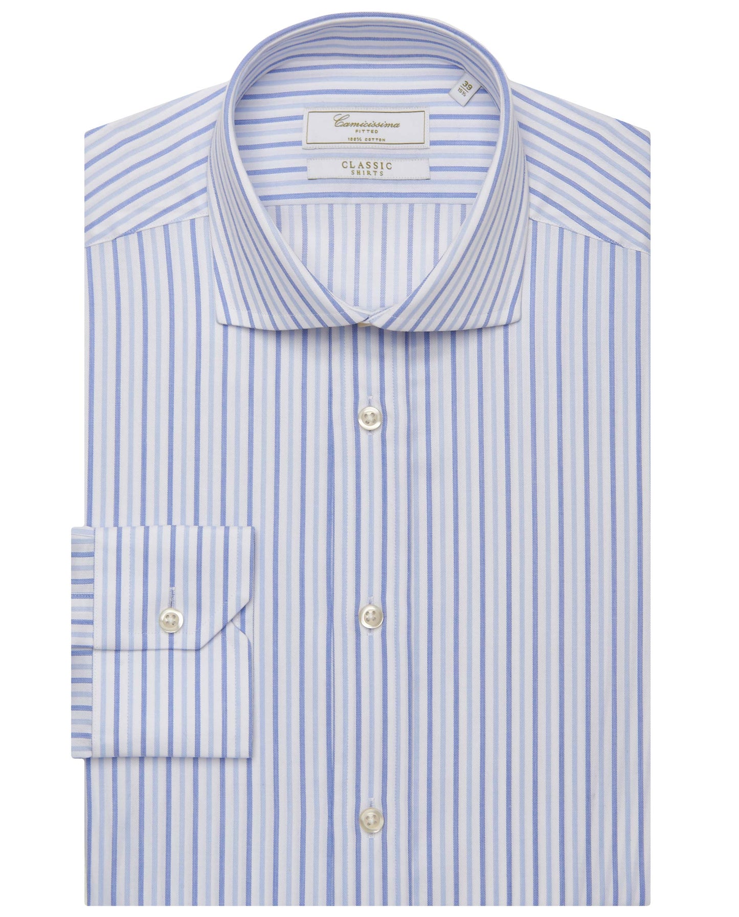 Camicissima Men’s Fitted Striped Shirt – Light Blue | 100% Cotton | Classic Full Sleeves