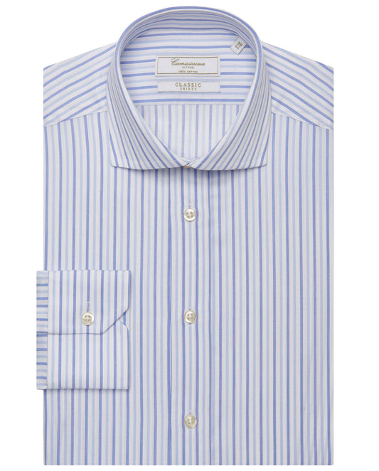 Camicissima Men’s Fitted Striped Shirt – Light Blue | 100% Cotton | Classic Full Sleeves