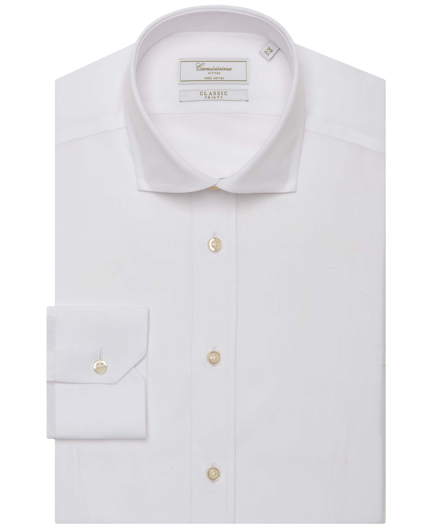 Camicissima Men’s Slim Fit Plain Shirt – White | 100% Cotton | Classic Full Sleeves