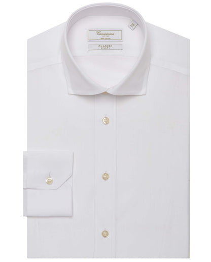 Camicissima Men’s Slim Fit Plain Shirt – White | 100% Cotton | Classic Full Sleeves