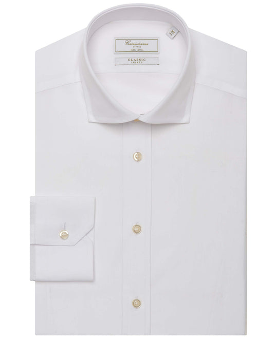 Camicissima Men’s Slim Fit Plain Shirt – White | 100% Cotton | Classic Full Sleeves