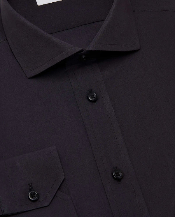 Camicissima Men’s Fitted Plain Shirt – Black | 100% Cotton | Fancy Full Sleeves
