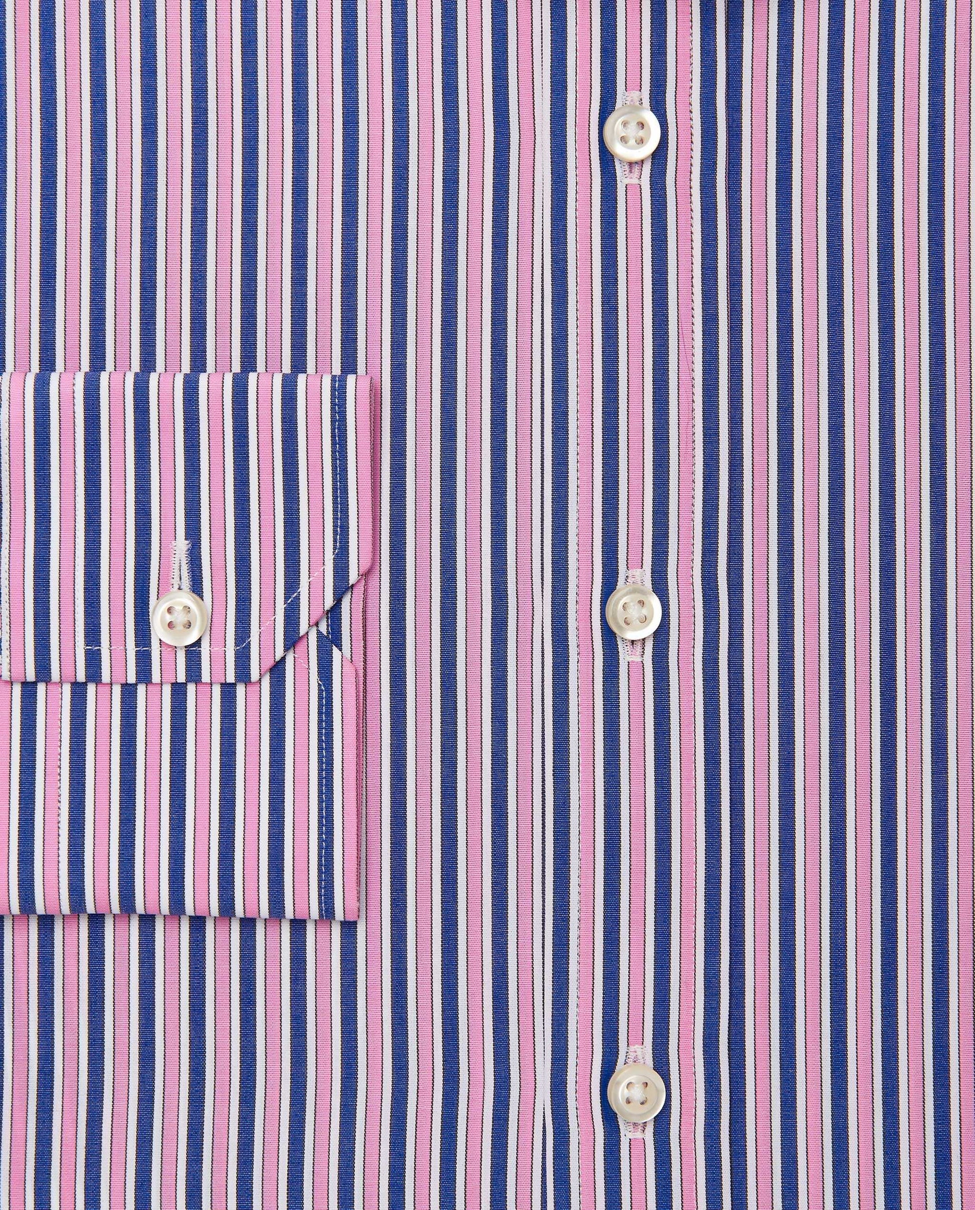Men’s Fitted Striped Shirt – Pink | Fancy Full Sleeves | 100% Cotton