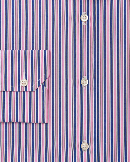 Men’s Fitted Striped Shirt – Pink | Fancy Full Sleeves | 100% Cotton