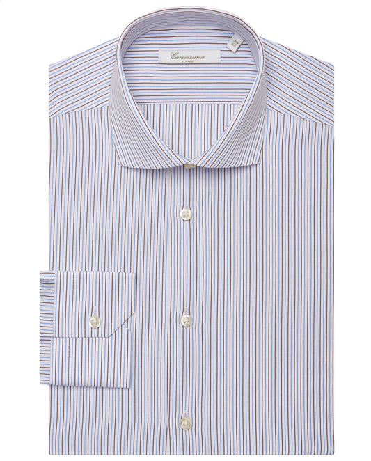 Camicissima Men’s Fitted Striped Shirt – Light Blue | Fancy Full Sleeves | 100% Cotton