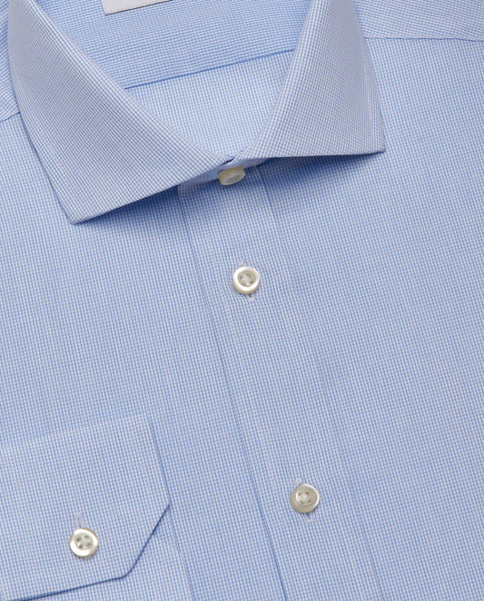 Camicissima Men’s Fitted Checked Fancy Shirt – Light Blue | 100% Cotton | Fancy Full Sleeves