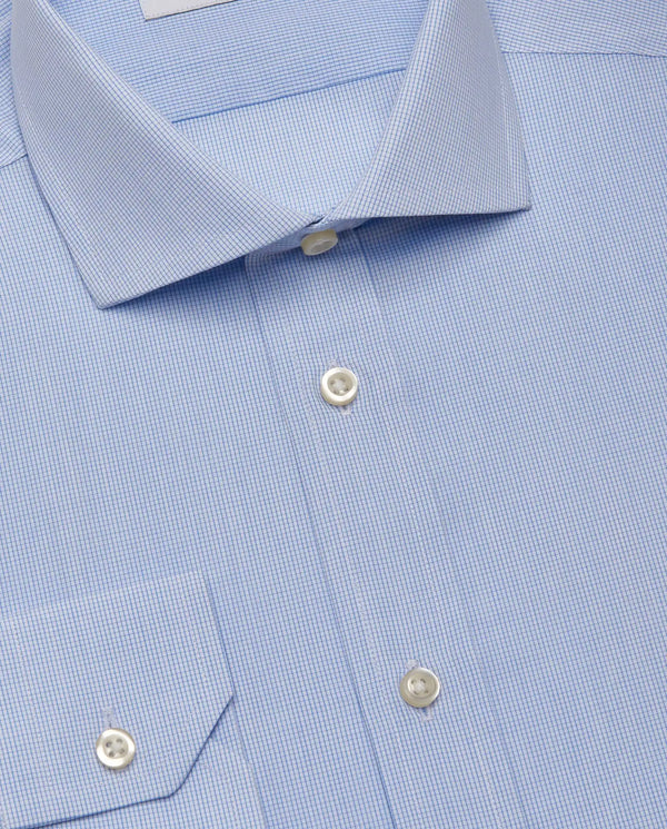 Camicissima Men’s Fitted Checked Fancy Shirt – Light Blue | 100% Cotton | Fancy Full Sleeves