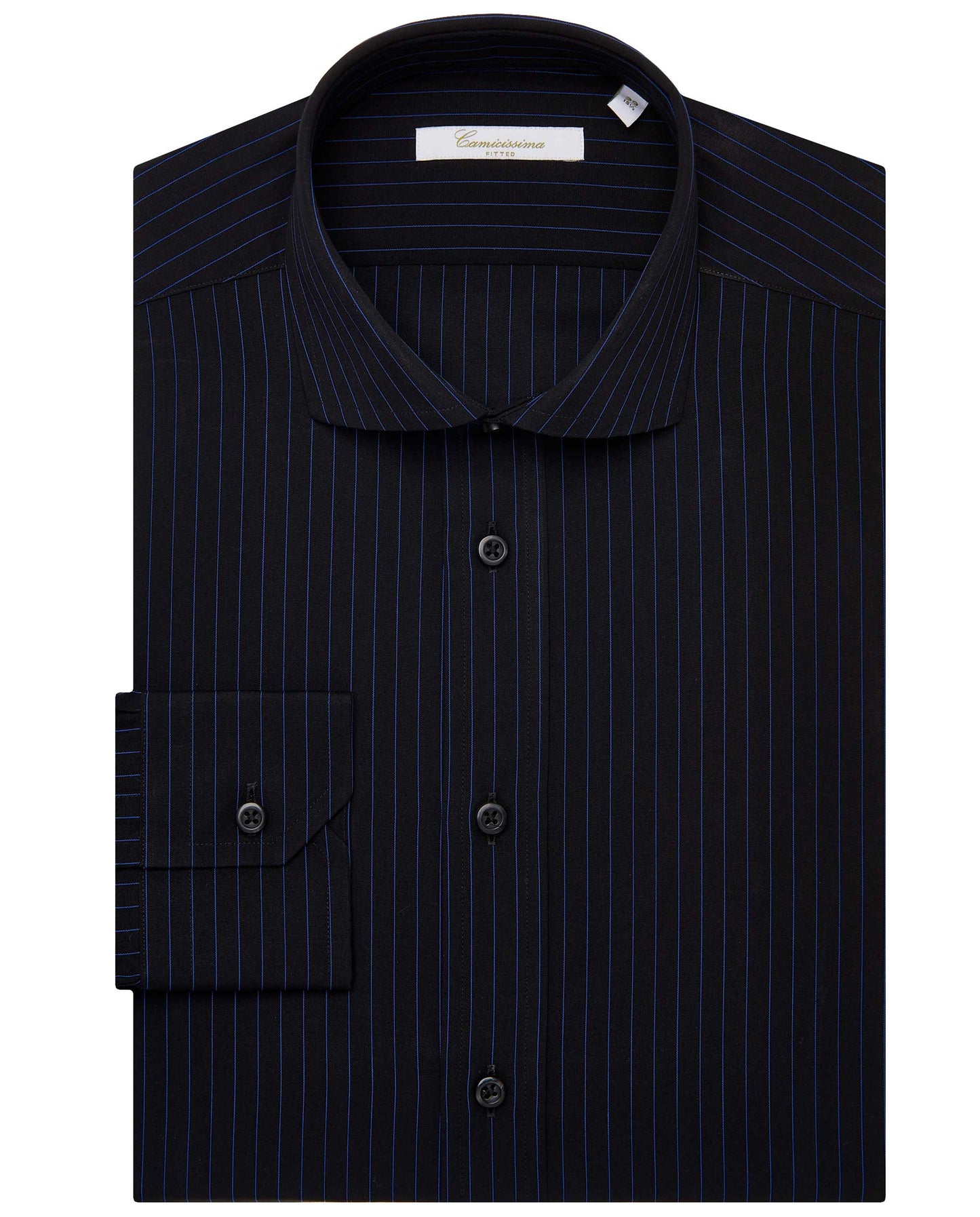 Camicissima Men’s Fitted Striped Shirt – Black | Fancy Full Sleeves | 100% Cotton