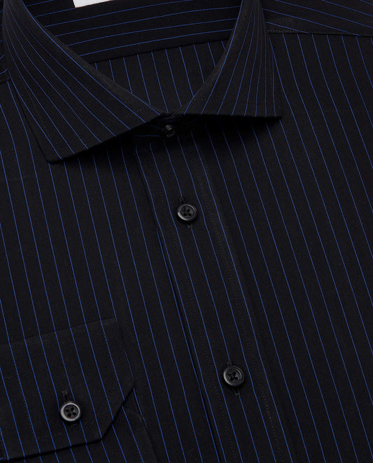 Camicissima Men’s Fitted Striped Shirt – Black | Fancy Full Sleeves | 100% Cotton