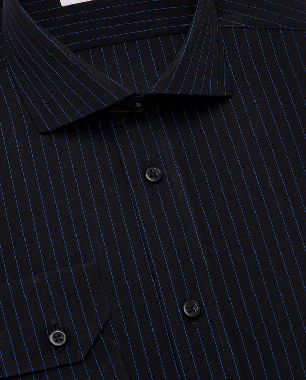 Camicissima Men’s Fitted Striped Shirt – Black | Fancy Full Sleeves | 100% Cotton