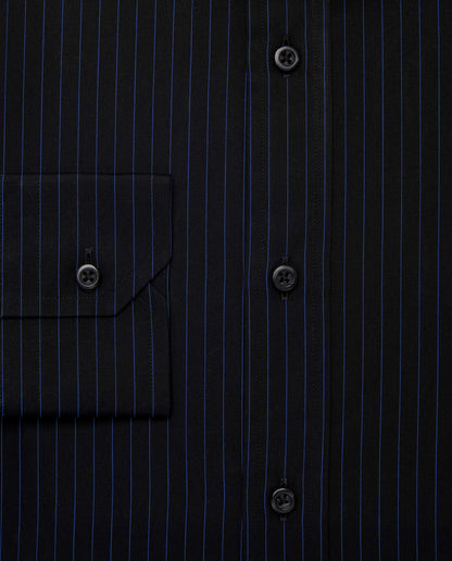 Camicissima Men’s Fitted Striped Shirt – Black | Fancy Full Sleeves | 100% Cotton