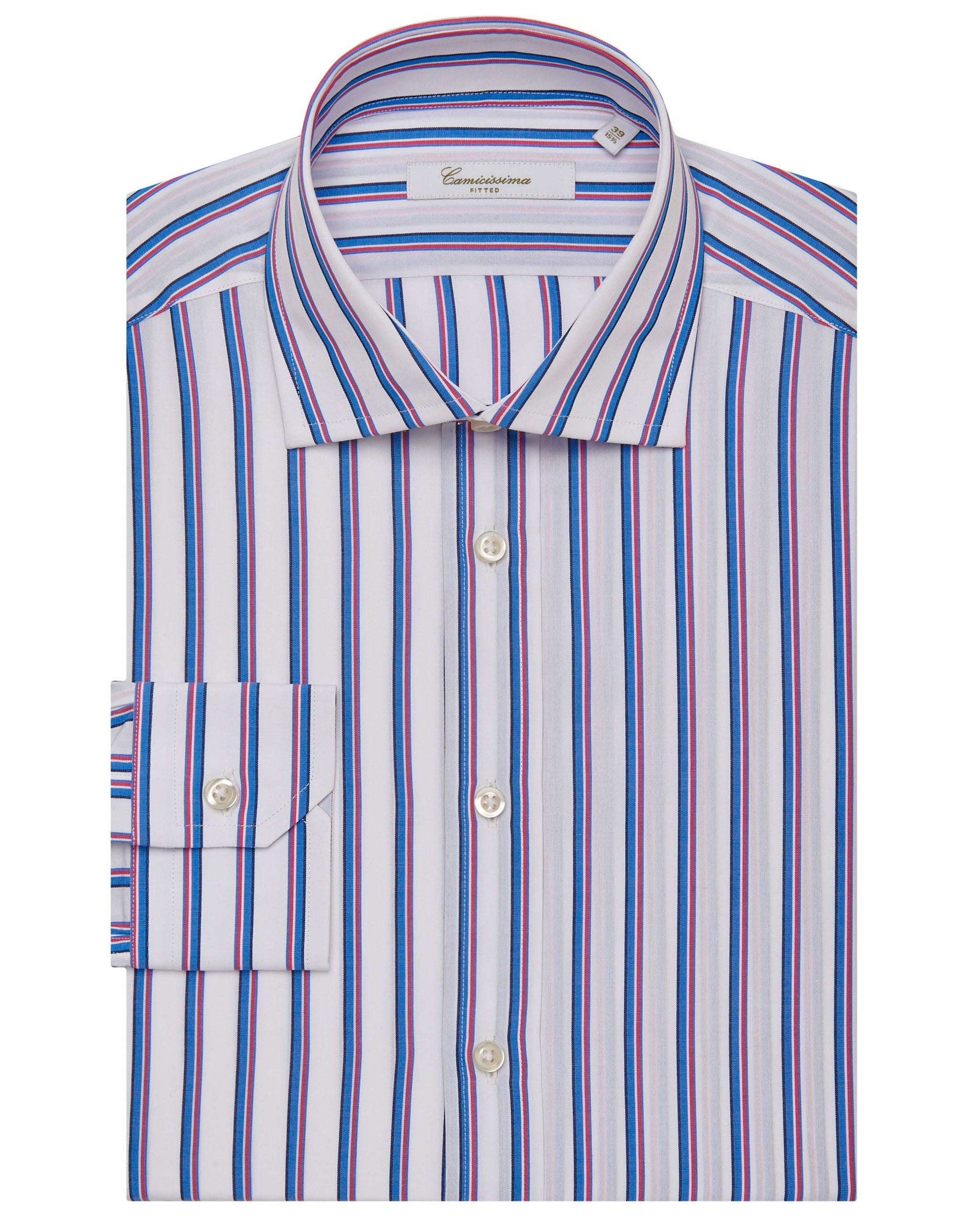 Men’s Fitted Striped Shirt – Magenta | Fancy Full Sleeves | 100% Cotton