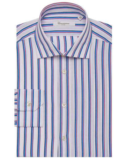 Men’s Fitted Striped Shirt – Magenta | Fancy Full Sleeves | 100% Cotton