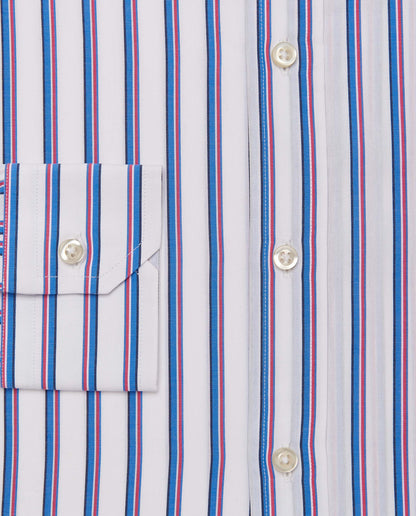 Camicissima Men’s Fitted Striped Shirt – Magenta | Fancy Full Sleeves | 100% Cotton